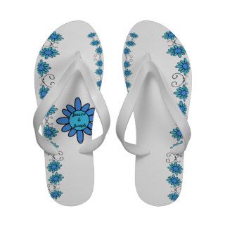 Something Blue Bridal Wedding Flower Custom Name Flip Flops