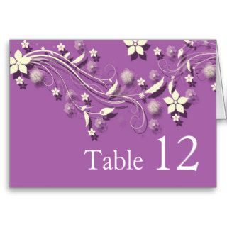 Luxury Violet Flowers Swirls Table number card Card