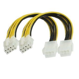 2 Pcs ATX 6 Pin Female to 8 Pin Male Power Cable Adapter for PC Electronics