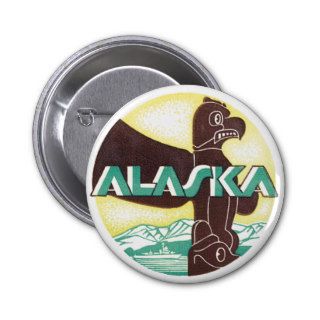 Vintage Alaska Travel Totem Pole Eagle Bird Buttons