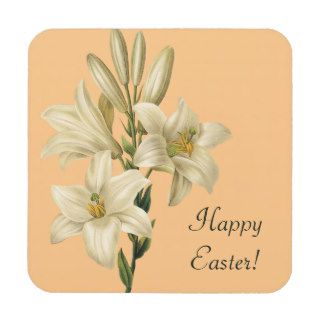 Happy Easter Lily Coasters   Peach Background