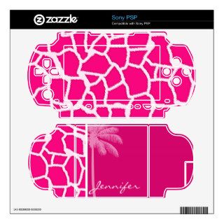 Bright Pink Giraffe Animal Print; Summer Palm Decals For PSP