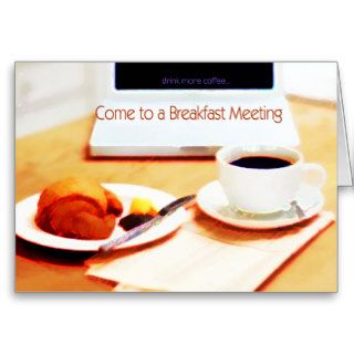 Coffee, Croissant & Computer Breakfast Meeting Cards