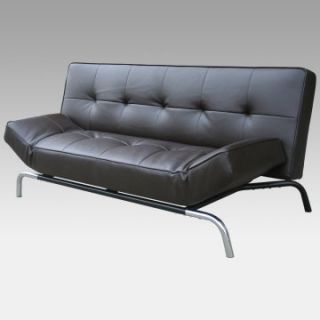 Diana Black Faux Leather Convertible Sofa   Sofas