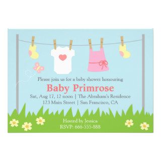 Cute Baby Girl Clothes Baby Shower Invitations