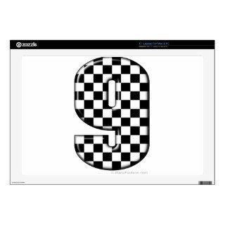 9 checkered auto racing number 17" laptop skin