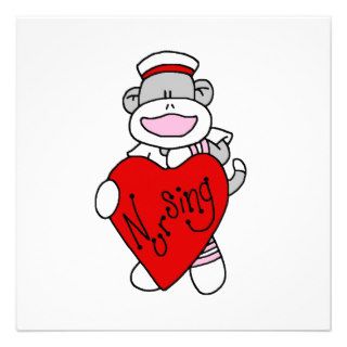 Sock Monkey I Love Nursing T shirts and Gifts Personalized Invitations