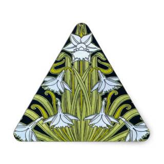 Art  Nouveau Flower Triangle Triangle Stickers