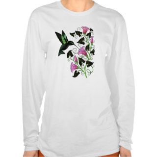 Pretty Hummingbird and Flowers T shirt