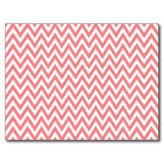 Trendy chic light coral chevron zigzag pattern post card