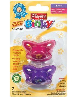 Playtex Baby Binky Most Like Mother Silicone Pacifiers   6 Months Girl Colors  Baby