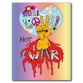 Make Love Not War 2 ~ 60s Hippie Peace Sign Postcard