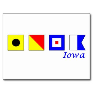 Iowa spelled in nautical flag alphabet postcards