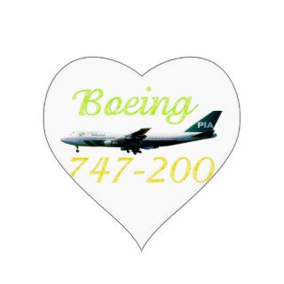 PIA Boeing 747 200 w text Heart Stickers