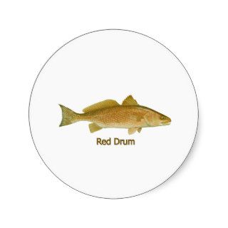 Red Drum (titled) Round Stickers