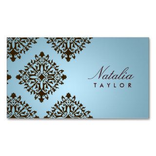311 Natalia Iced Brown Damask Business Card Templates