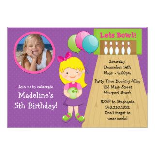 Bowling Birthday Party Invitation with Photo