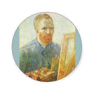 Self Portrait in Front of Easel; Vincent van Gogh Round Sticker