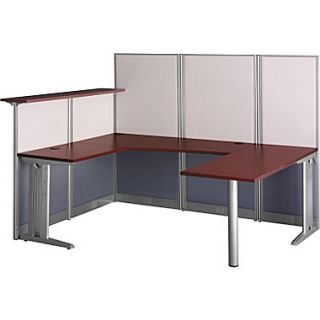 Bush Office in an Hour U Workstation with Panels, Hansen Cherry, Fully Assembled  Make More Happen at