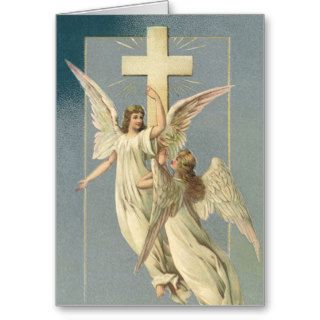 Vintage Victorian Easter Angels with a Cross Cards