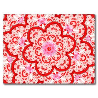 Red and Pink Modern Stylish Flower Design Postcards