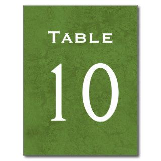 GREEN Table Number Card Part of Set Postcards