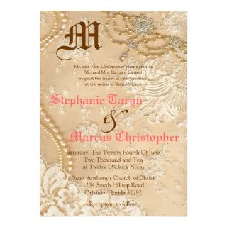 5x7 Country Lace Victorian Vint Wedding Invitation Personalized Announcement