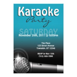 Karaoke Party Blue Invitations
