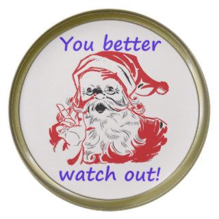 Santa warning "You better watch out" Dinner Plates