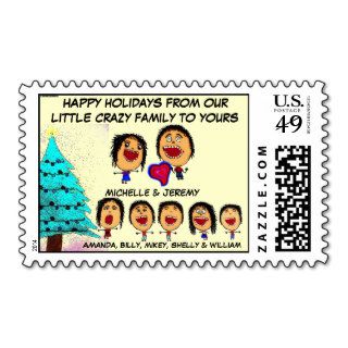 Family of Seven Holiday Cartoon Stamp