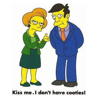 The Simpsons Cartoon TV Show Iron on Transfer   Principal Skinner and Mrs. Krabappel/Kiss Me. I Don't Have Cooties Automotive