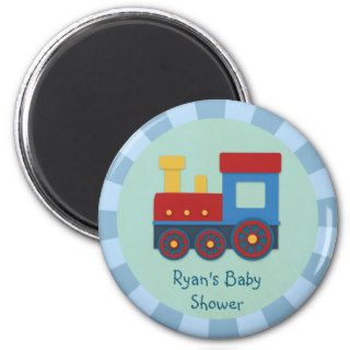 Baby Boy Shower Yellow, Red & Blue Train Magnet