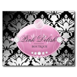 311 Pink Delish Damask Shimmer  Black Post Cards
