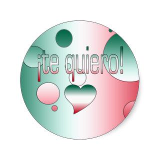 ¡Te Quiero Mexico Flag Colors Pop Art Round Sticker