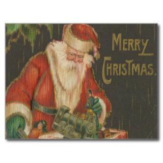 Vintage Santa going down Chimney 2 Post Cards