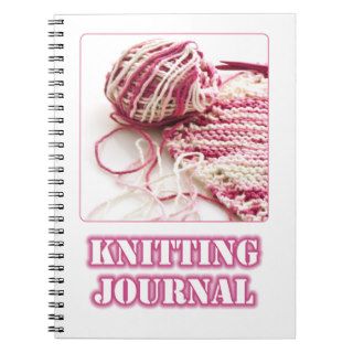 A photograph of Pink Hand Knitting and Needles Spiral Notebook