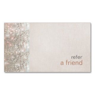 Modern and Hip Sequins Refer A Friend Salon Coupon Business Card Template