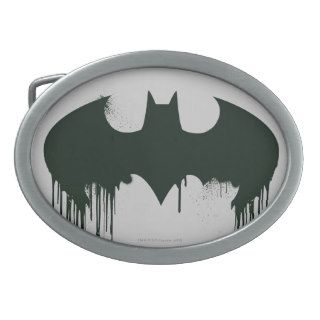 Bat Symbol   Batman Logo Spraypaint Oval Belt Buckle