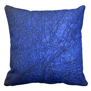Faux Blue Leather Texture Throw Pillow