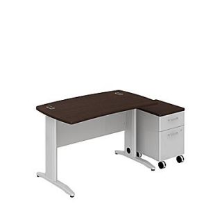 Bush Sector 48W Curved Desk with 2 Drawer Mobile Pedestal, Mocha Cherry  Make More Happen at
