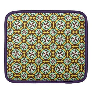 Barcelona tile pattern in yellow, brown and blue sleeves for iPads
