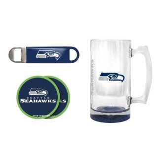 Seattle Seahawks 25oz. Elite Mega Mug, Bottle Opener & Coasters Set  Seahawks Beer Mug Gift Set  Other Products  