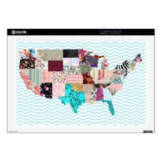 United states Map floral trendy pattern patchwork Decals For Laptops
