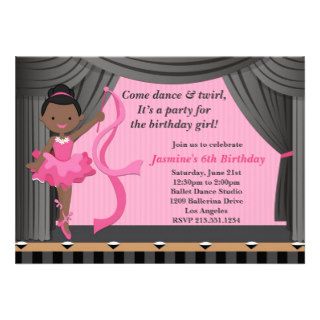 African American Ballet Dance Birthday Party Custom Announcements