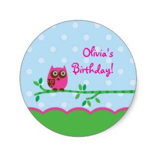 Owl Girl Favor Sticker