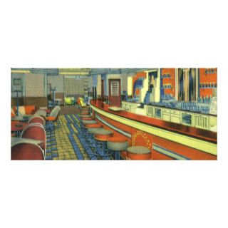 Vintage Restaurant, Retro Roadside Diner Interior Rack Card