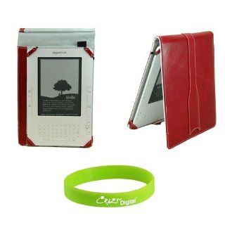 CrazyOnDigital  Kindle 2 Red Leather e Book Reader Carrying Case Cover (fits 6" display latest generation kindle 2) with anti scratch screen protector for kindle 2. Free CrazyonDigital Wristband is included Kindle Store