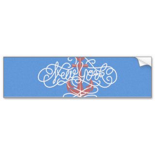 A Cute Red And White Anchor With New York Bumper Sticker