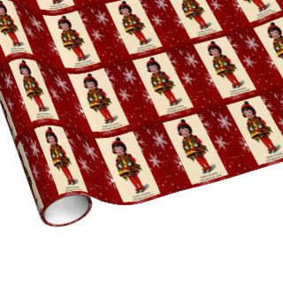 Vintage Christmas Girl, Snowflakes Wrapping Paper