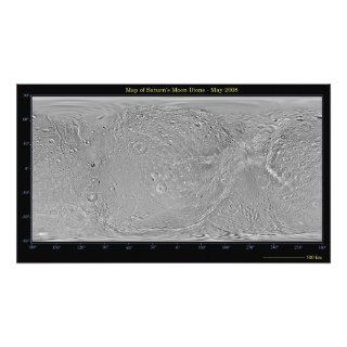 Global map of Saturn's moon Dione Photographic Print